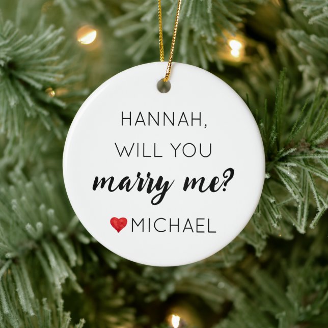 Custom Engagement Personalised Will you marry me Ceramic Ornament (Tree)