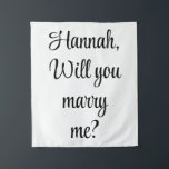 Custom Engagement Personalised Will you marry me Tapestry<br><div class="desc">custom engaged photo booth prop,  personalised will you marry me,  boyfriend proposal back drop sign,  unique wedding engagement backdrop idea,  marriage keepsake decor banner present,  customised he asked tapestry decoration,  girlfriend Christmas gift for her,  from him name Valentine's Day,  personalised pop the question party,  New Year's Eve birthday anniversary</div>