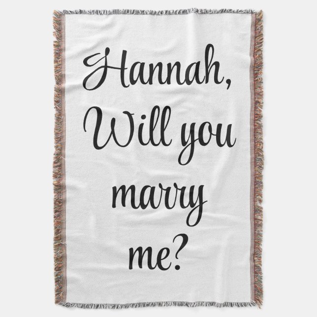 Custom Engagement Personalised Will you marry me Throw Blanket (Front Vertical)