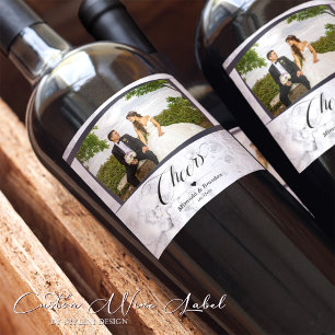 Custom Engagement Wedding Couple Photo Wine Label