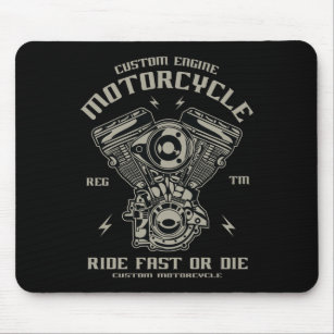 Custom Engine Motorcycle Ride Fast Or Die Mouse Pad