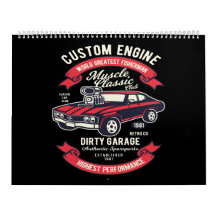 custom engine muscle classic dirty garage calendar