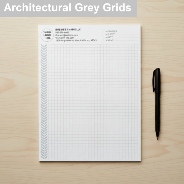 Custom Engineering Graph Pad with Logo, Gray Grids (Personalised Graph Grid Paper Pads)