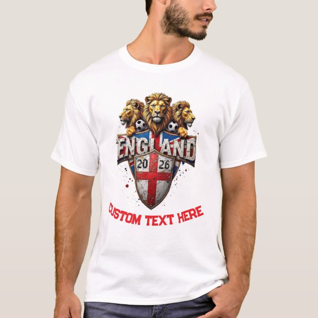 Custom England National Soccer Football Team Fan T-Shirt (Front)