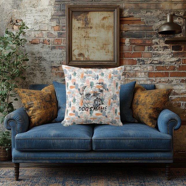 Custom English Bulldog Portrait Pillow Abstract  (Creator Uploaded)
