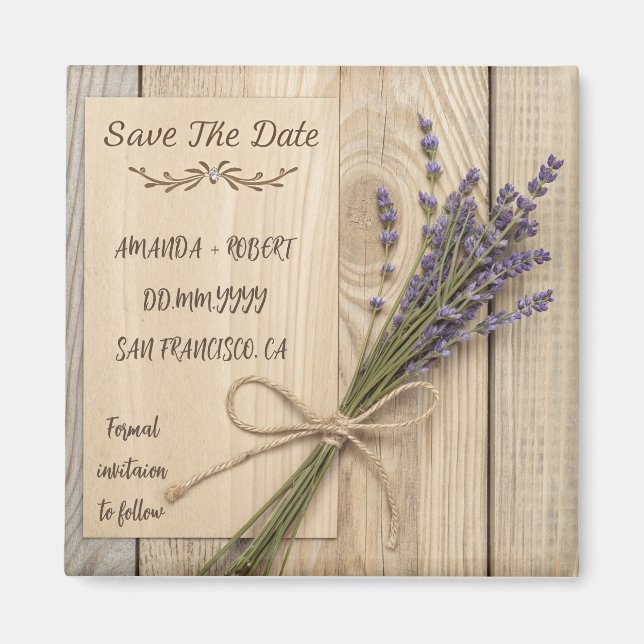Custom Engraved Save the Date Wooden Magnet Favour (Front)