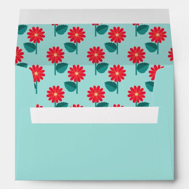 Custom Envelope Liner with Red Daisies (Back (Bottom))