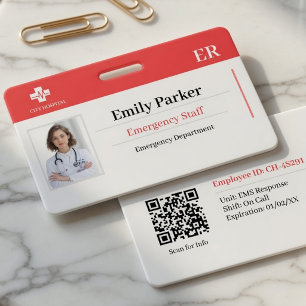 Custom ER ID Badge Template Emergency Room Staff