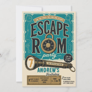 Custom Escape Room birthday party for kid Invitation