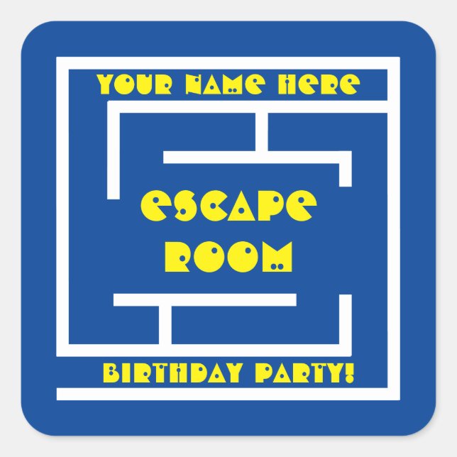 Custom Escape Room Birthday party stickers (Front)