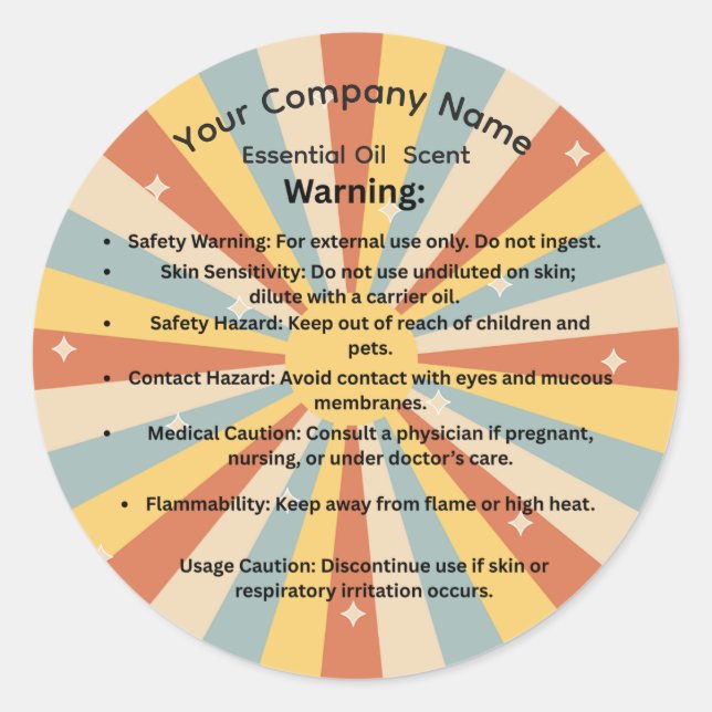 Custom Essential Oil Warning Labels – Aromatherapy (Front)