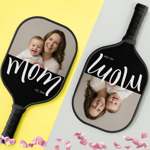 Custom Est. Year Script Black Colorblock Mother's Pickleball Paddle