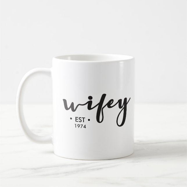 Custom Established year here personalised Wifey Coffee Mug (Left)