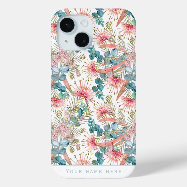 Custom Eucalyptus Blue And Pink Grevillea  Case-Mate iPhone Case (Back)