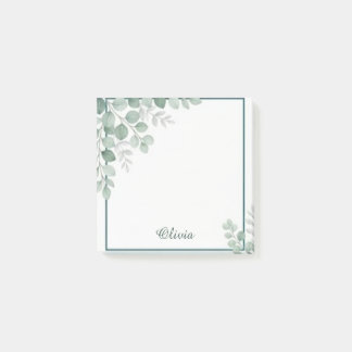 Custom Eucalyptus Watercolor Botanical Sticky Note