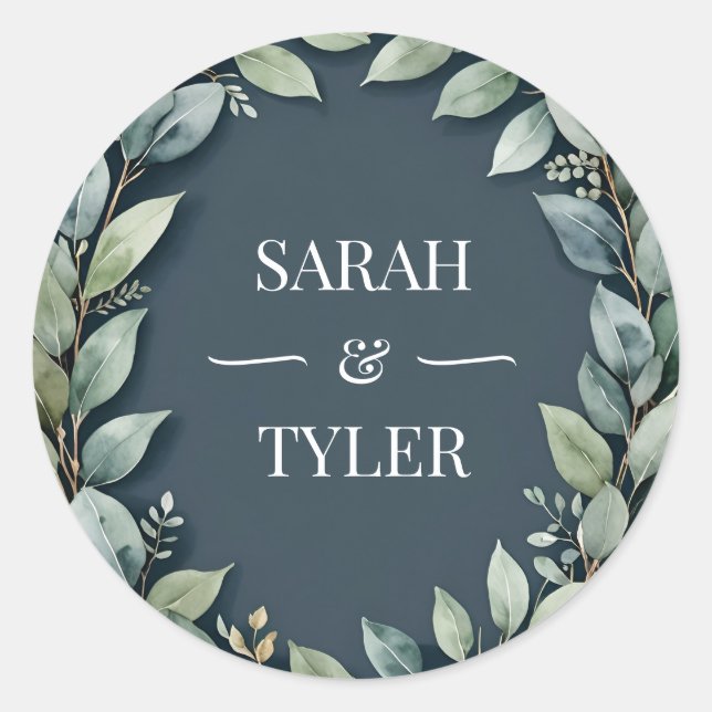custom EUCALYPTUS WREATH wedding Sticker (Front)