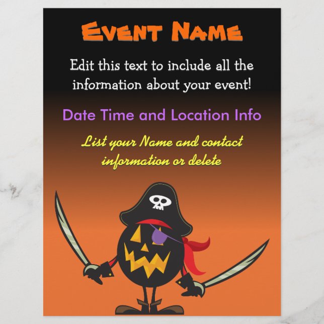 Custom Event Halloween Pirate Pumpkin Flyer (Front)