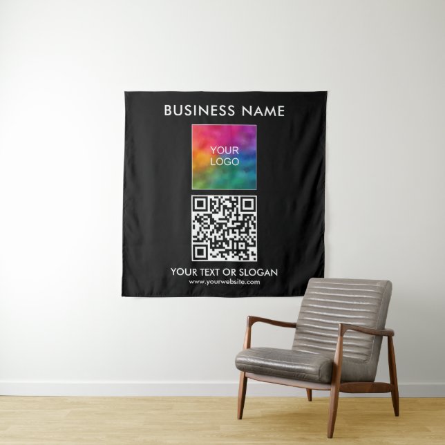 Custom Event Seminar Party Logo QR Code Backdrop Tapestry (In Situ)