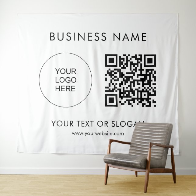 Custom Event Seminar Party Logo Text QR Code Tapestry (In Situ (Horizontal))