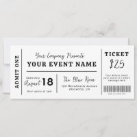 Custom Event Ticket, Concert Fake Ticket, School