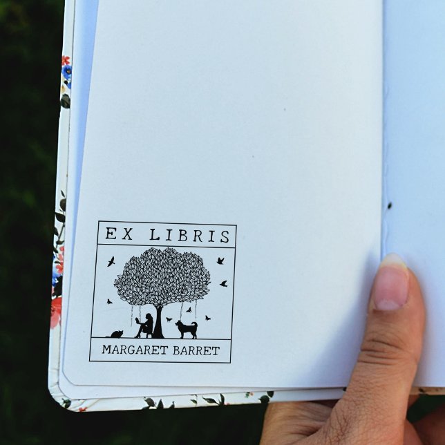 Custom Ex Libris, Forest Fox Book     Rubber Stamp (Creator Uploaded)