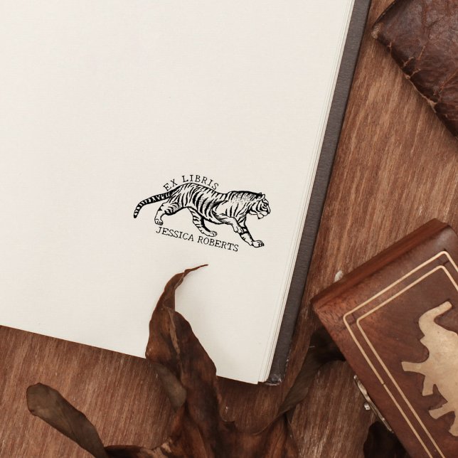Custom Ex Libris, Tiger Book  Rubber Stamp (Creator Uploaded)