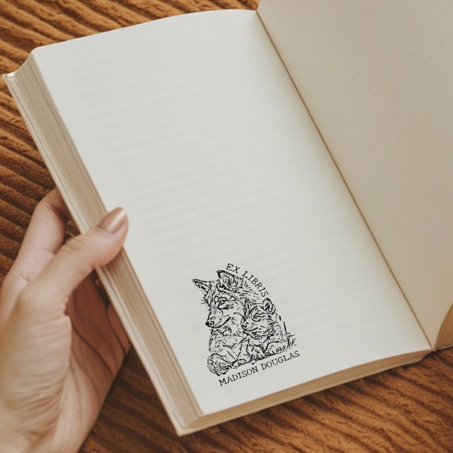 Custom Ex Libris Wolf Bookplate Rubber Stamp (Creator Uploaded)