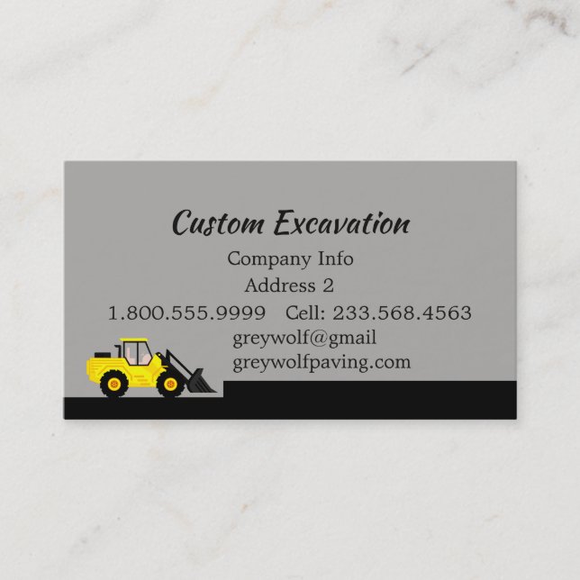 Custom Excavation Digging Custom Business Card (Front)