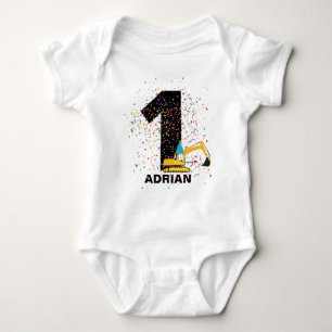 Custom Excavator Construction Truck Birthday Party Baby Bodysuit