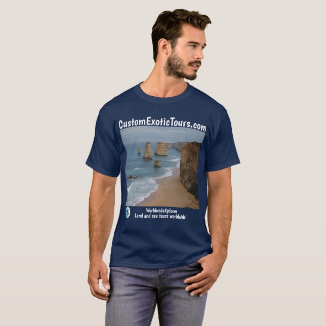 Custom Exotic Tours land sea 12 apostles & giraffe T-Shirt (Front Full)