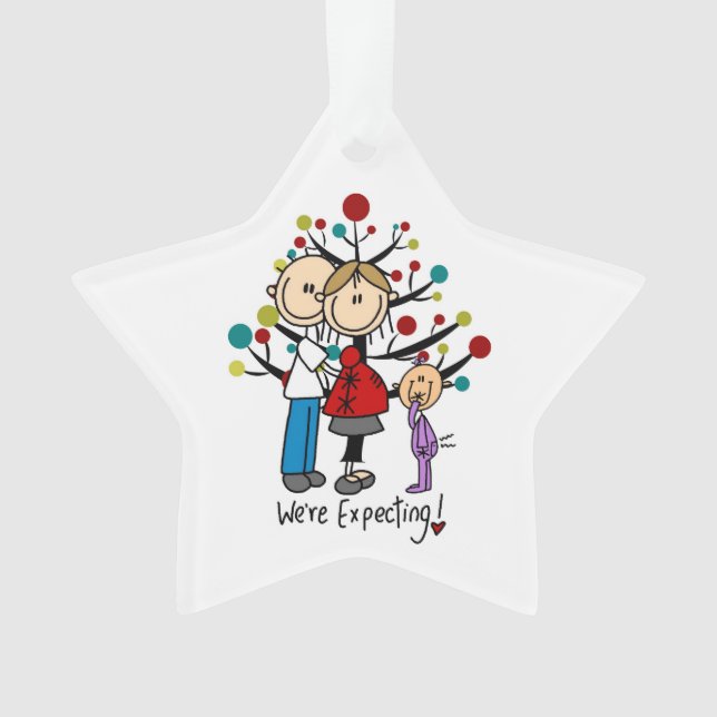 Custom Expectant Couple and Girl Acrylic Ornament (Front)