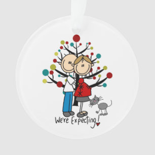 Custom Expectant Couple With Cat Acrylic Ornament