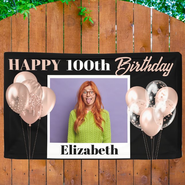 Custom Extra Large Rose Gold Personalised Birthday Banner (Creator Uploaded)