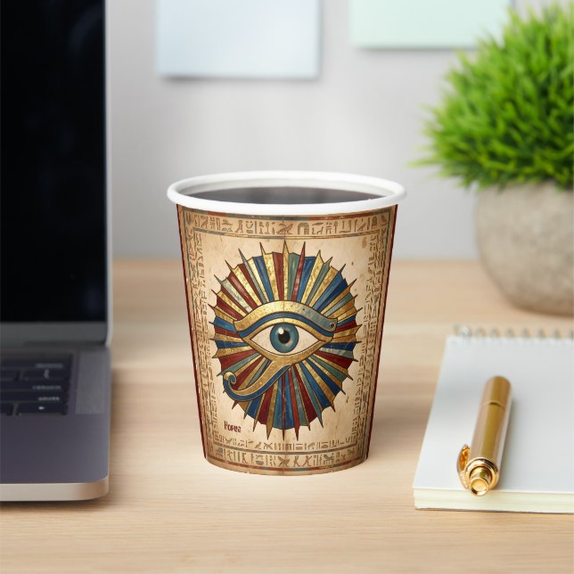 Custom Eye of Horus with Hieroglyphs Spiritual Paper Cups (Insitu)