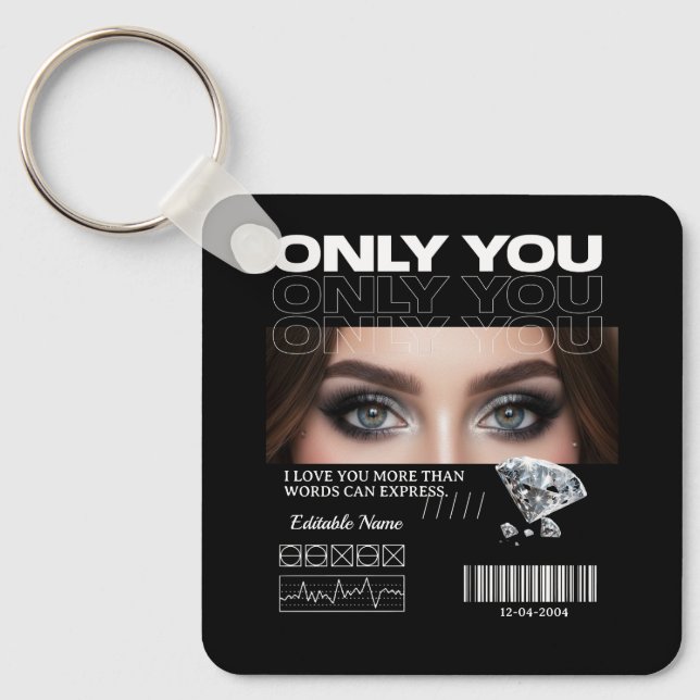 Custom Eyes Image & Name | Personalized Key Ring (Front)
