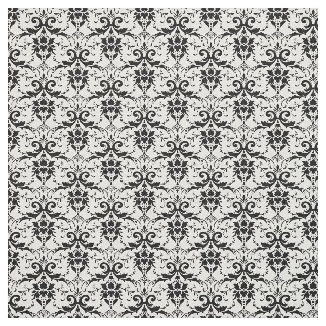 Custom Fabric-Black & White Damask Fabric (Swatch)