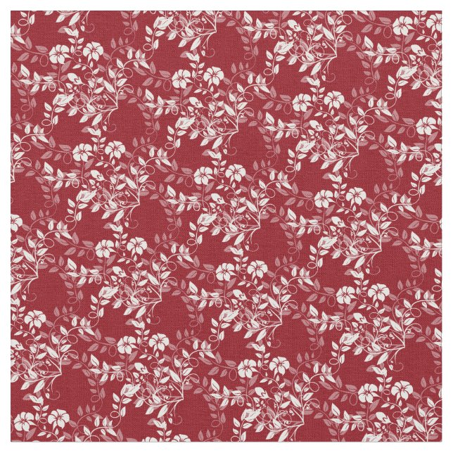Custom Fabric-Wine & White Floral Fabric (Close Up)