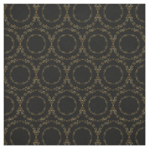 Custom Fabrics-Black & Gold Floral Circle Fabric