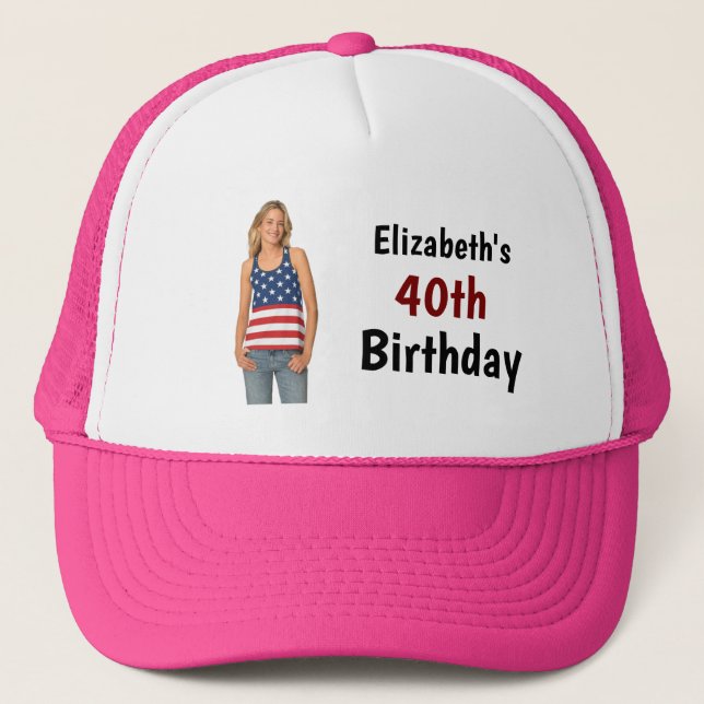 Custom Face 30th 40th 50th 60th 70 Birthday Squad Trucker Hat (Front)