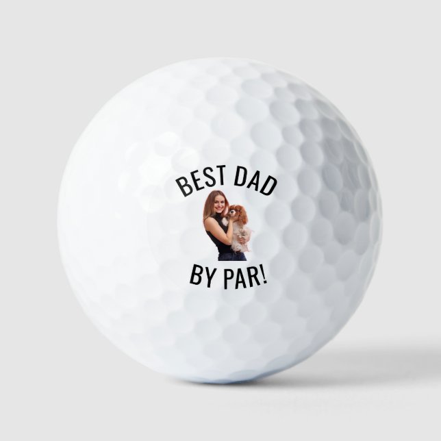 Custom Face Best Dad By Par New Dad Personalized G Golf Balls (Front)