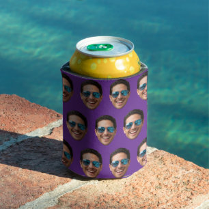 Custom Face Birthday Favors Bachelor Party purple Can Cooler