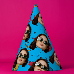 Custom Face Birthday Photo Pattern Party Decor  Hat