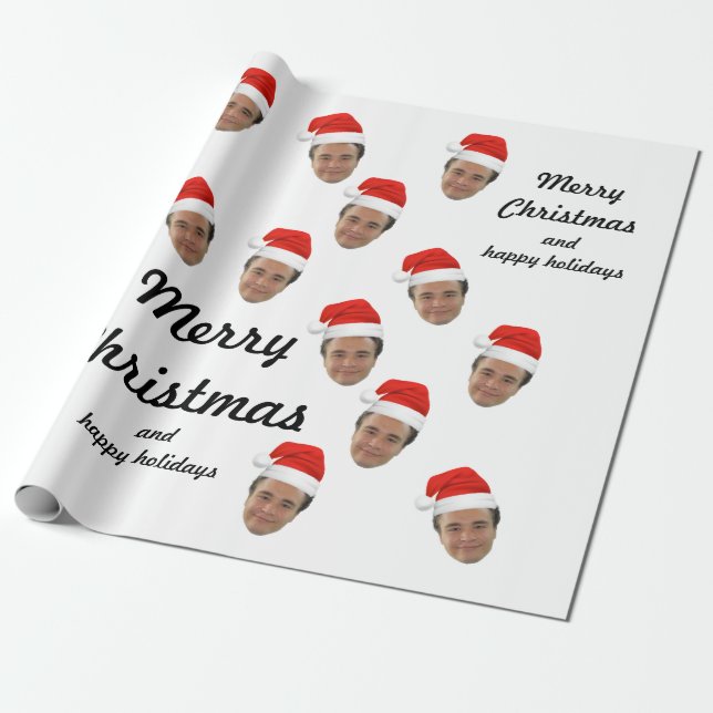Custom Face Christmas Wrapping Paper (Unrolled)