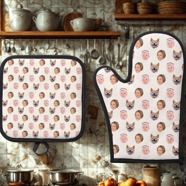 Custom Face, Custom Photo, Family Gift Oven Mitt & Pot Holder Set (Creator Uploaded)
