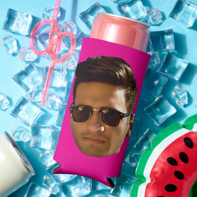 Custom Face Cutout Bachelorette Birthday Seltzer Can Cooler (In Situ Summer)