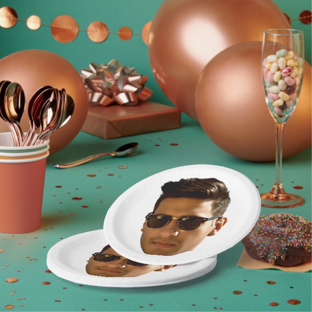 Custom Face Cutout Bachelorette Party Birthday Paper Plate (Multi)