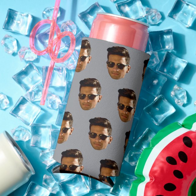Custom Face Cutout Bachelorette Party Birthday Seltzer Can Cooler (In Situ Summer)
