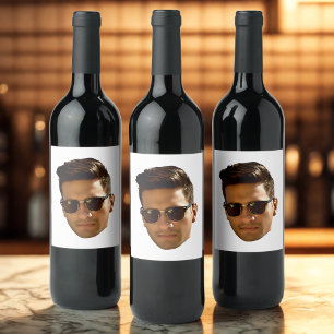 Custom Face Cutout Bachelorette Party Birthday Wine Label
