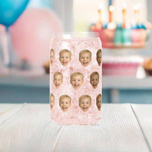 Custom Face Gift, Personalised Face Photo, Family Can Glass