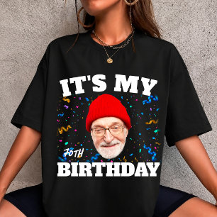 Custom Face Grandpa its My Birthday 70th Photo T-Shirt